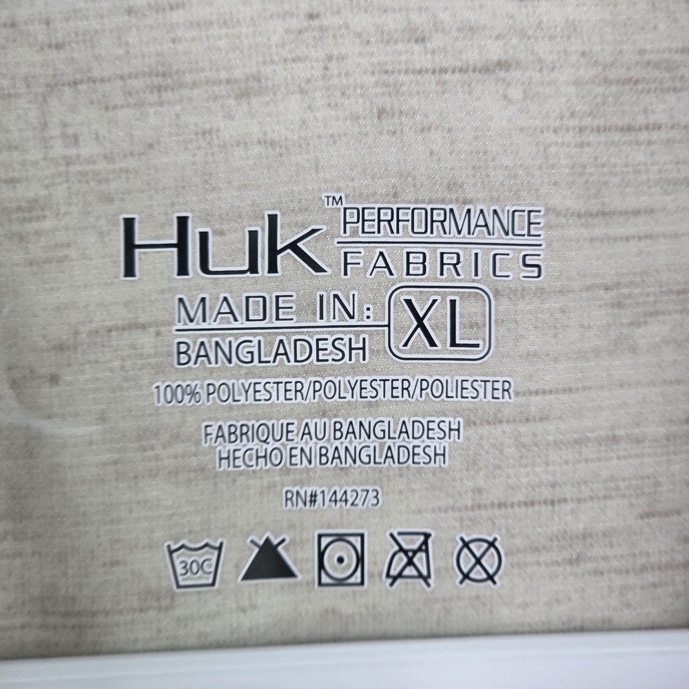 Huk‎ Performance Men's XL Woven Teaser Short Sleeve Fish AOP Shirt-Bone/Brown - Picture 4 of 9